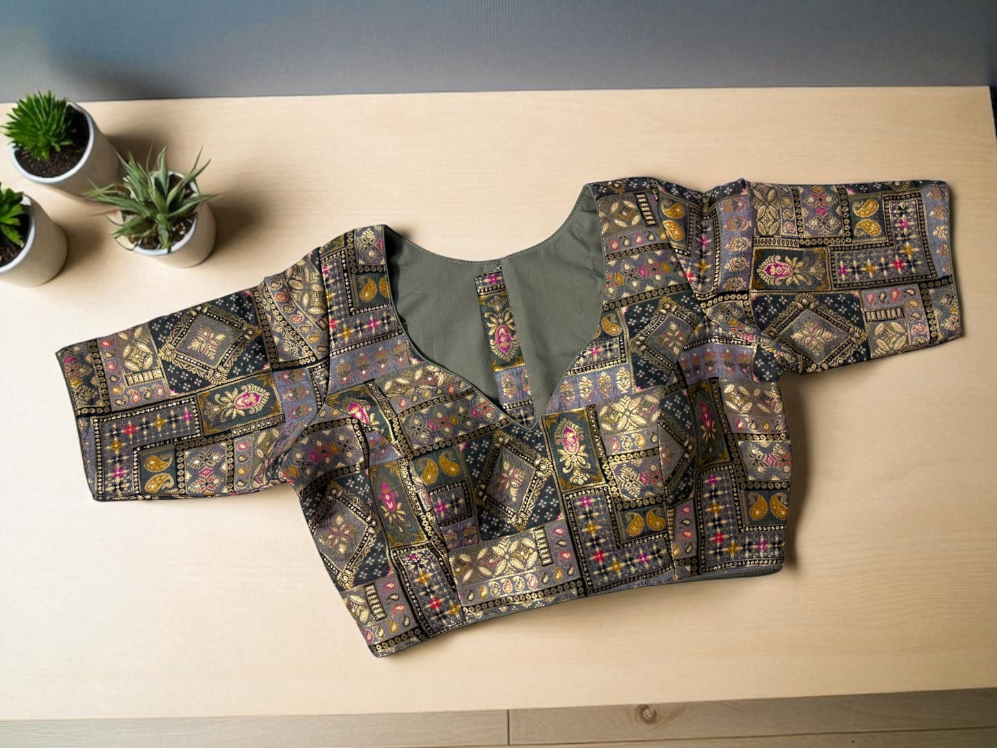 Steel grey designer blouse
