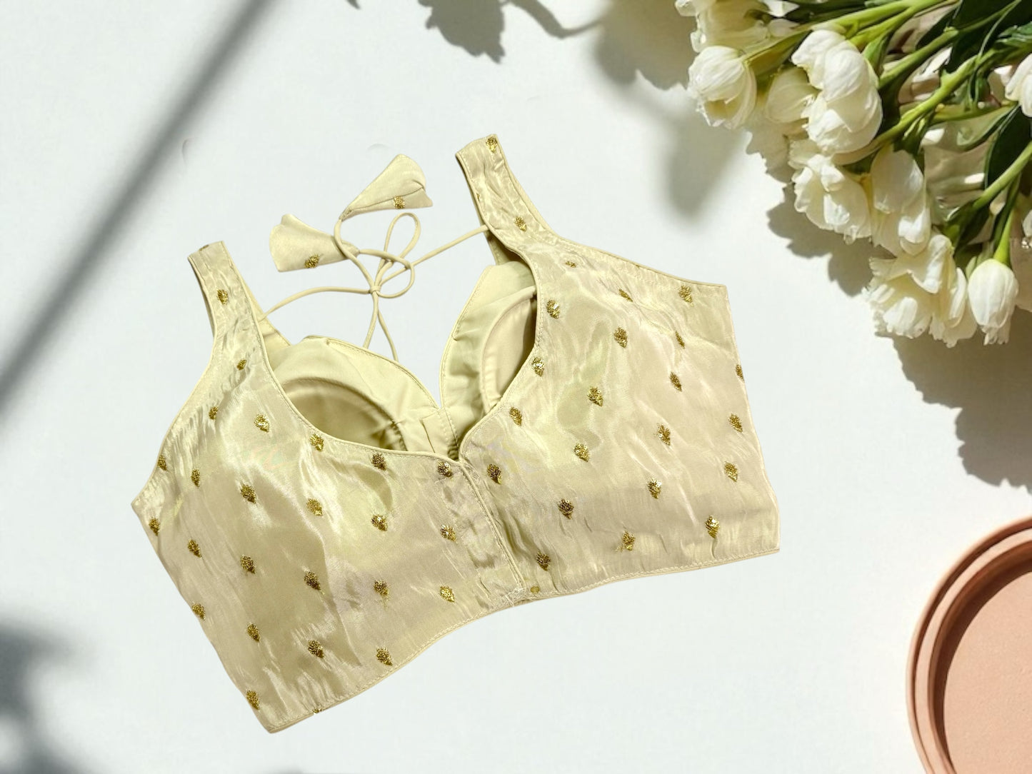 Beige tissue silk blouse