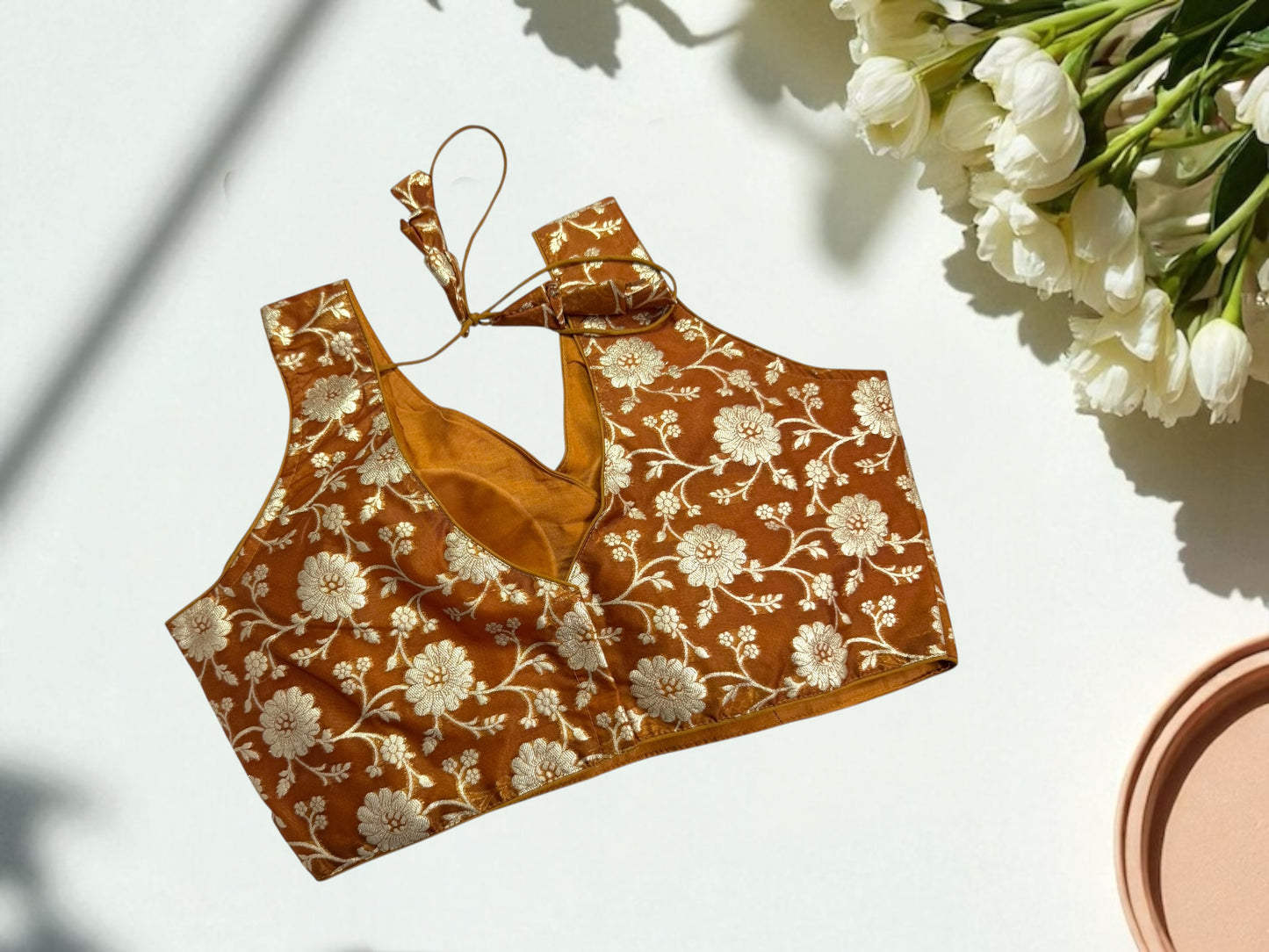 Burnt orange banarasi blouse