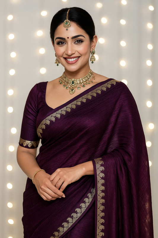 Wine Chiffon Saree